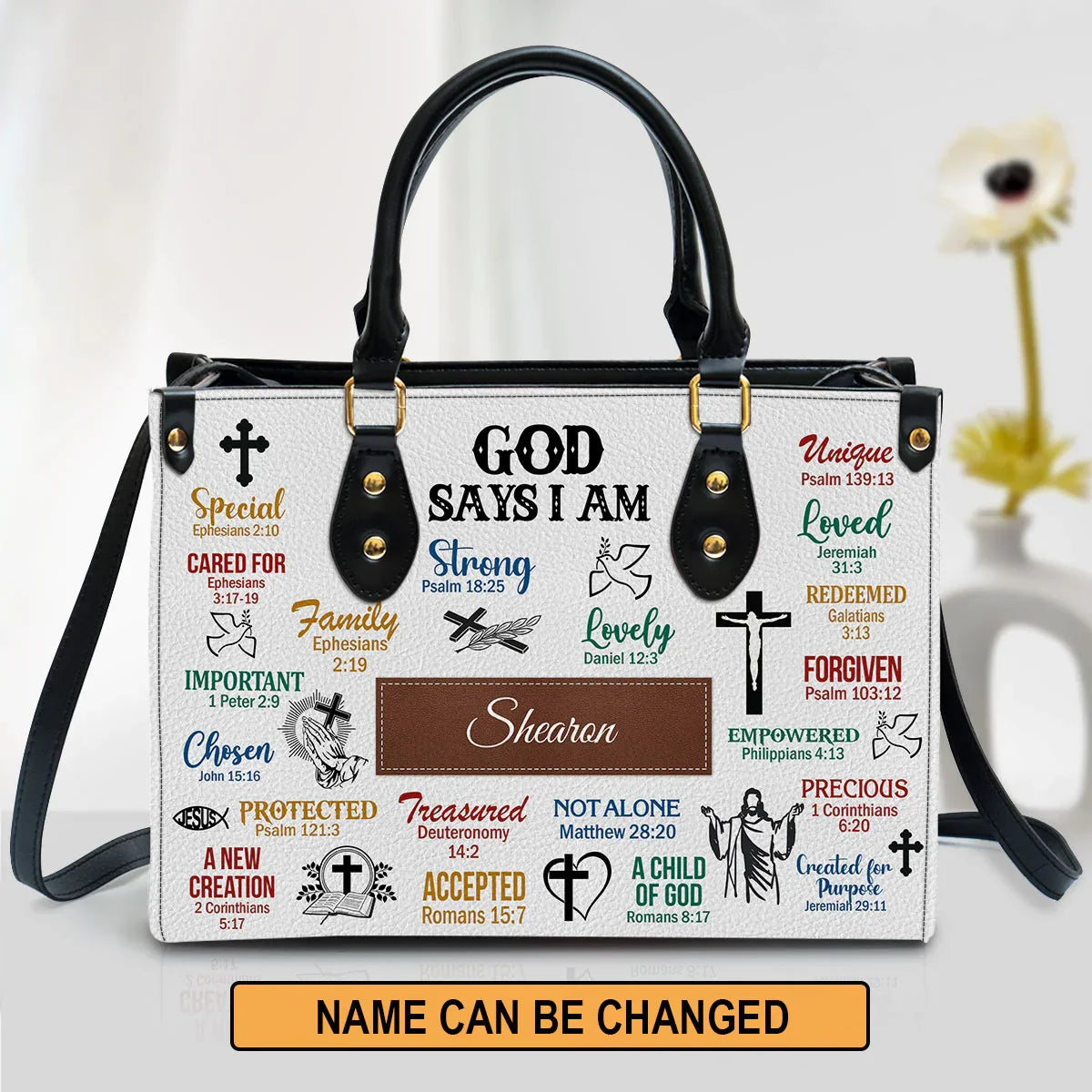Personalized What God Says About You Leather Tote