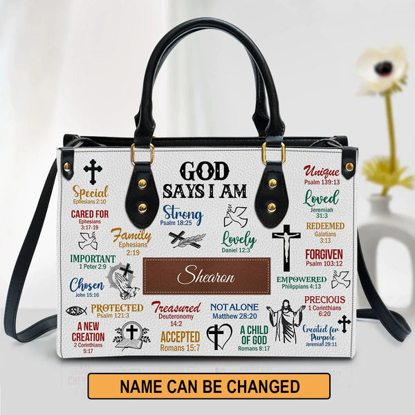 Personalized What God Says About You Leather Tote