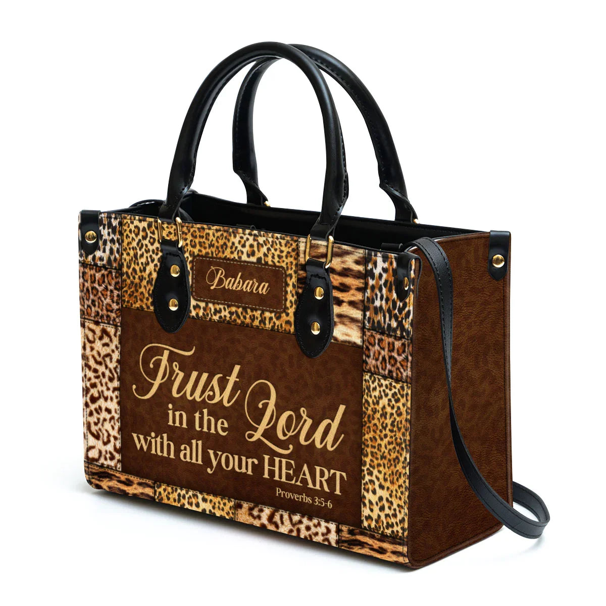 Trust In The Lord Proverbs 3:5-6 Leather Tote Bag