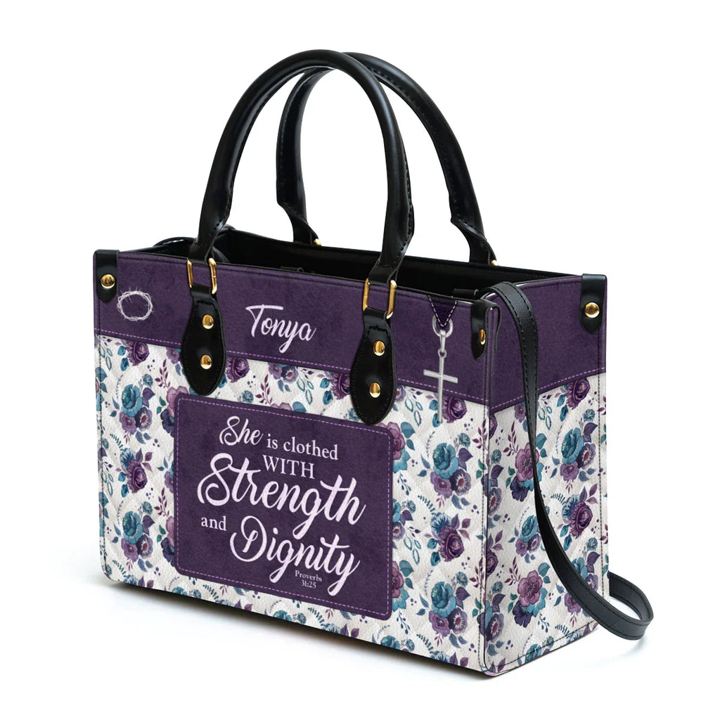 Personalized Strength & Dignity Leather Tote