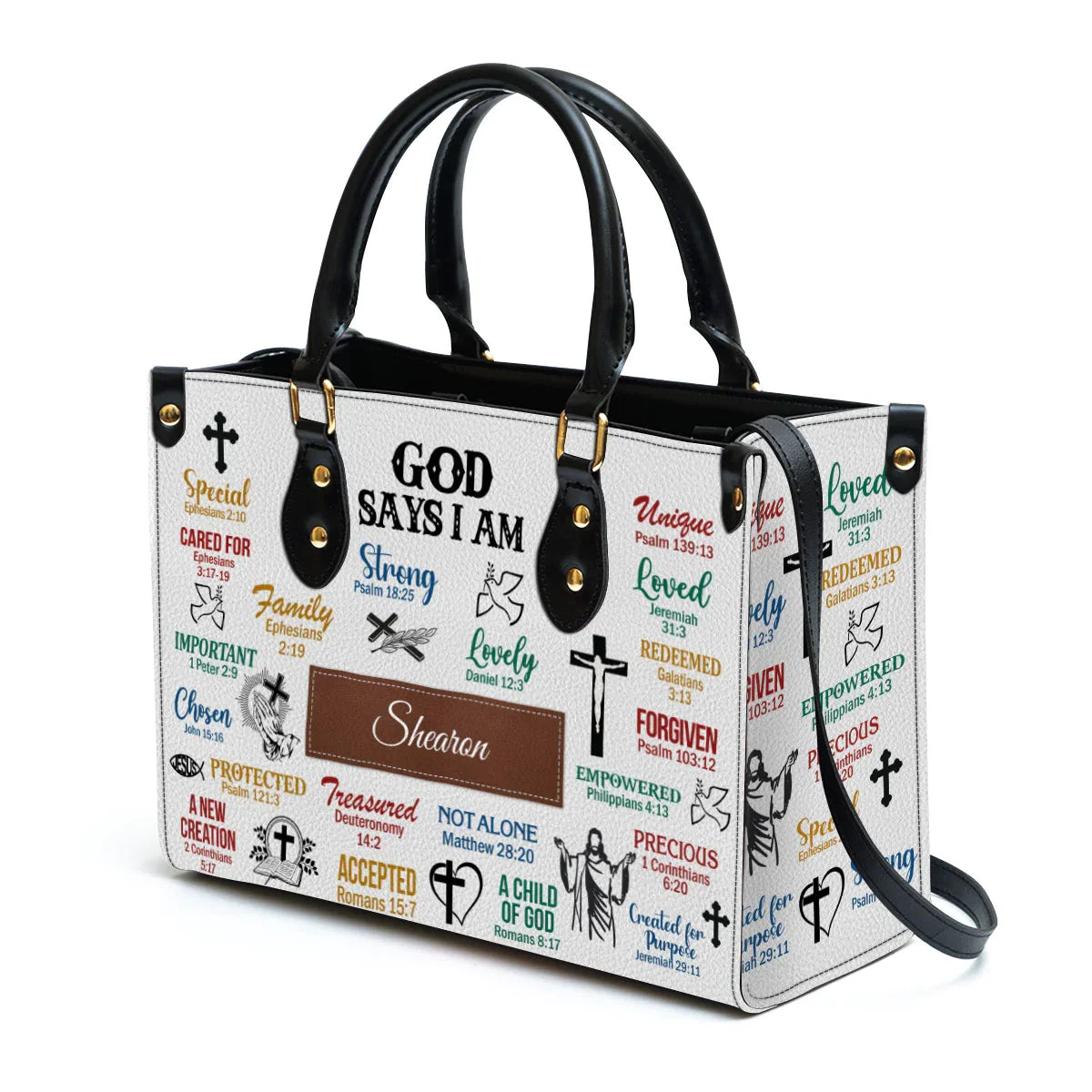 Personalized What God Says About You Leather Tote