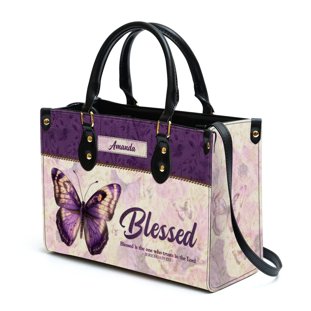 Personalized Jeremiah 17:7 Leather Tote Bag