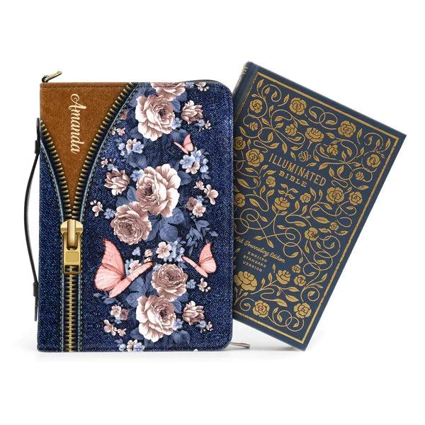 Personalized Denim Floral Bible Cover
