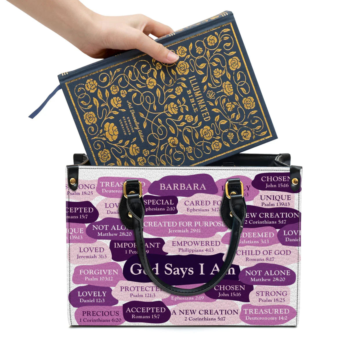 Personalized What God Says About You Leather Tote