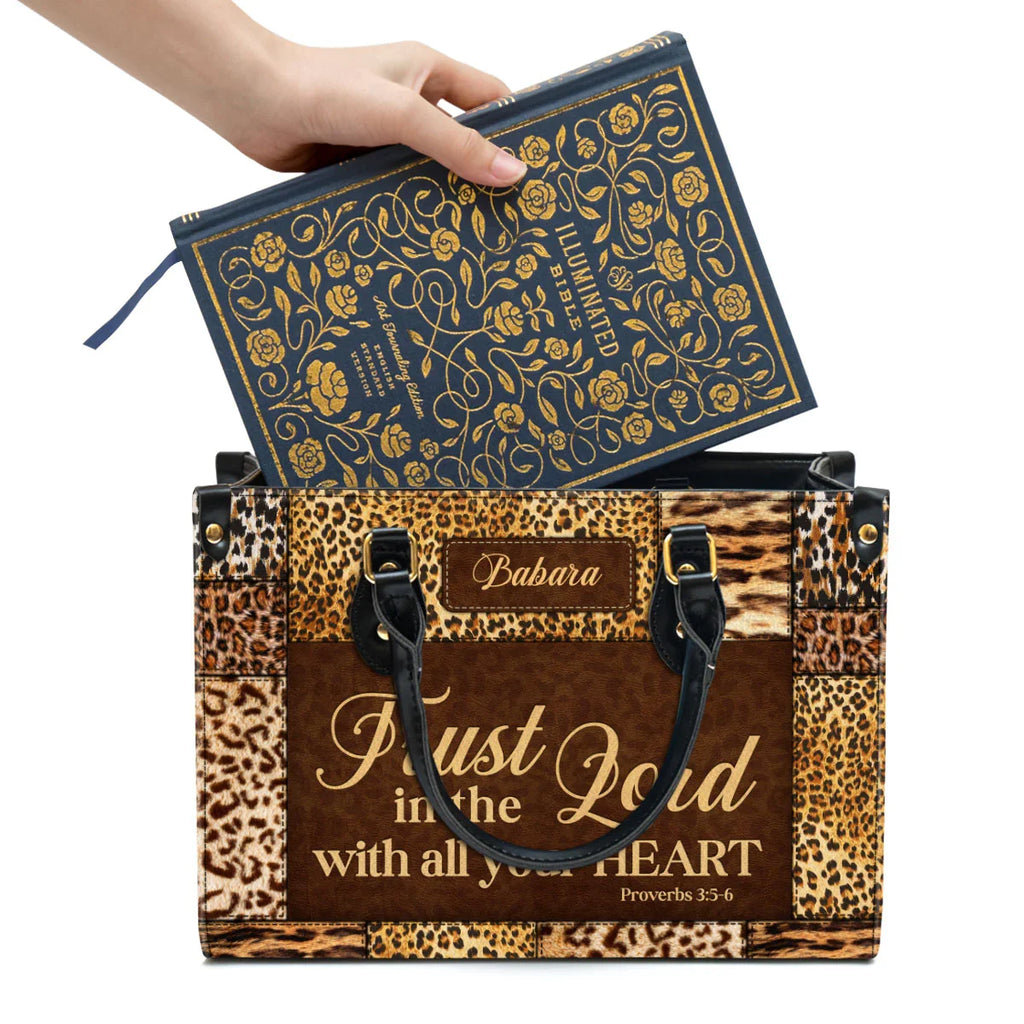 Trust In The Lord Proverbs 3:5-6 Leather Tote Bag