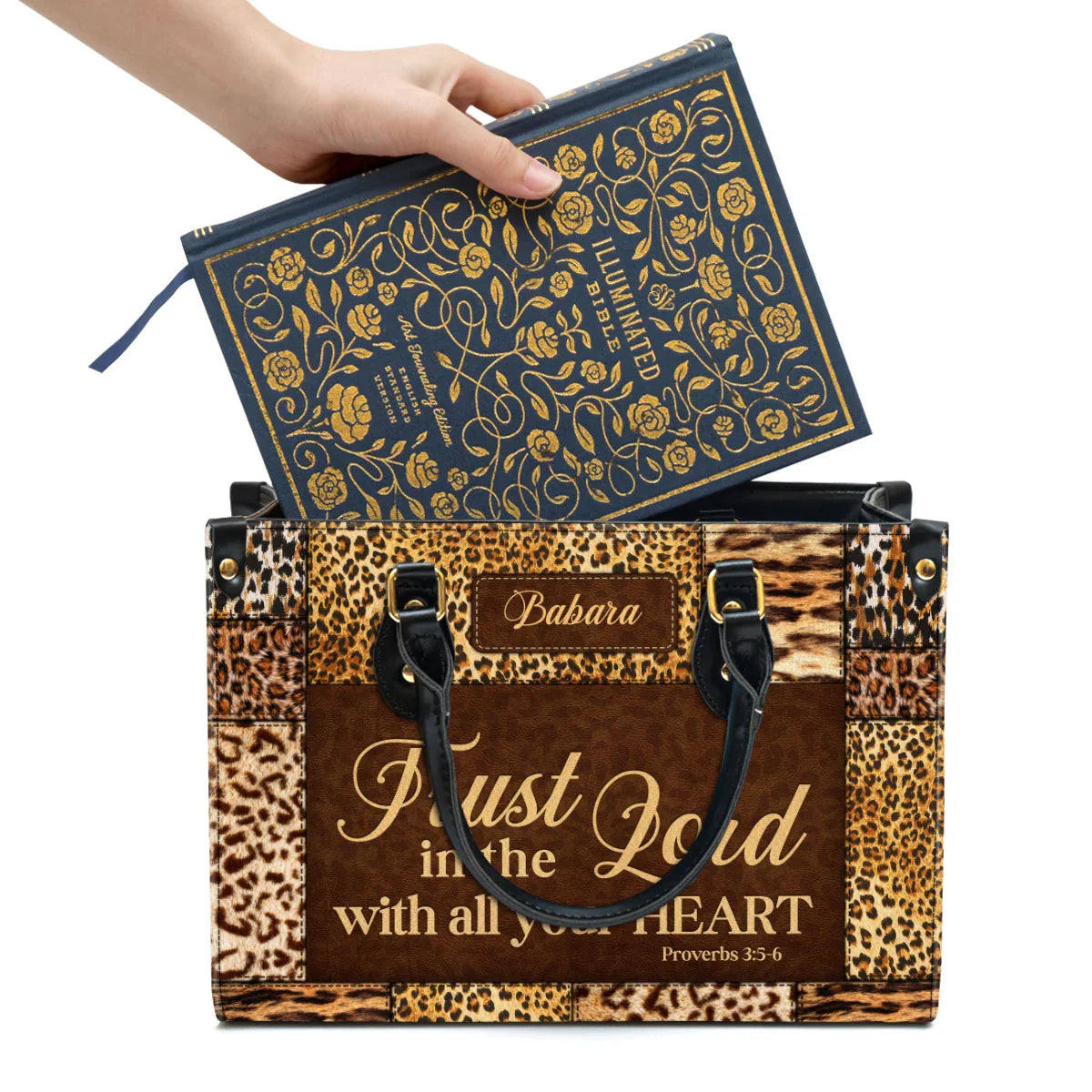 Trust In The Lord Proverbs 3:5-6 Leather Tote Bag