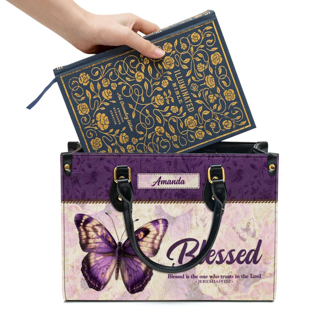 Personalized Jeremiah 17:7 Leather Tote Bag