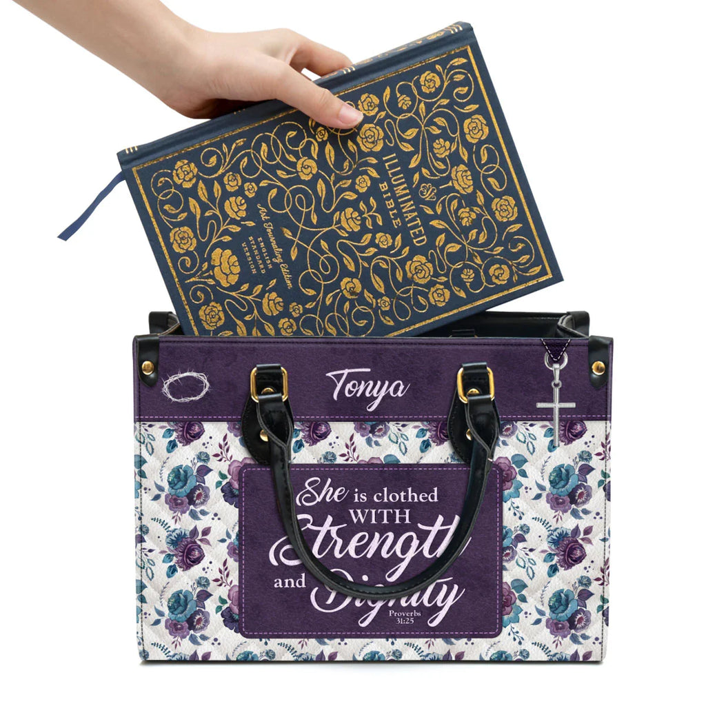 Personalized Strength & Dignity Leather Tote