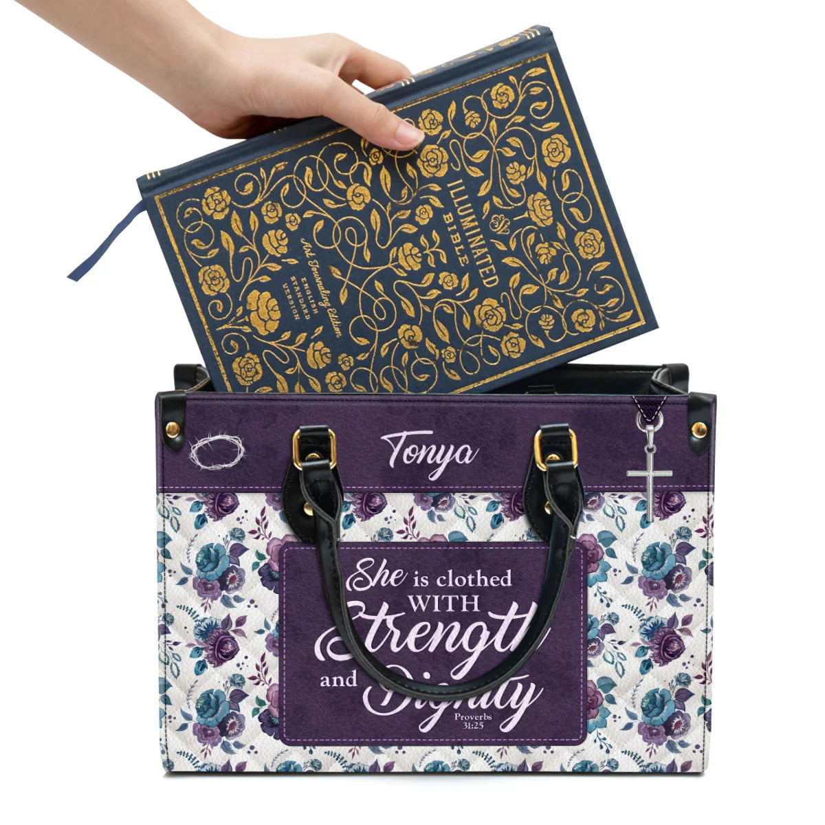 Personalized Strength & Dignity Leather Tote