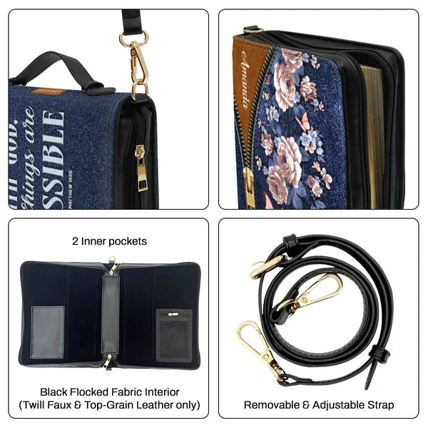 Personalized Denim Floral Bible Cover