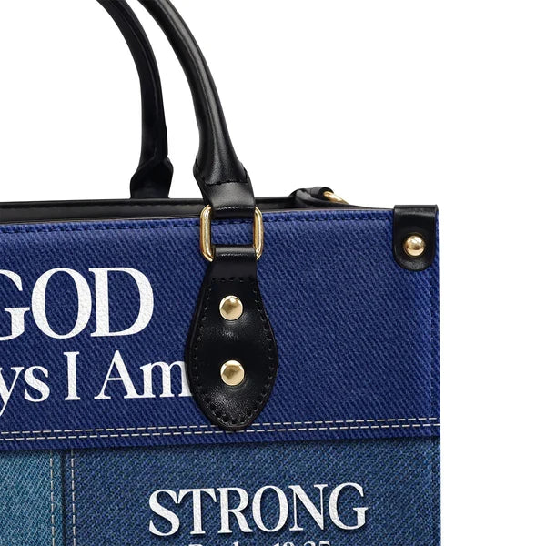 God Says I Am Blessed Leather Tote Bag