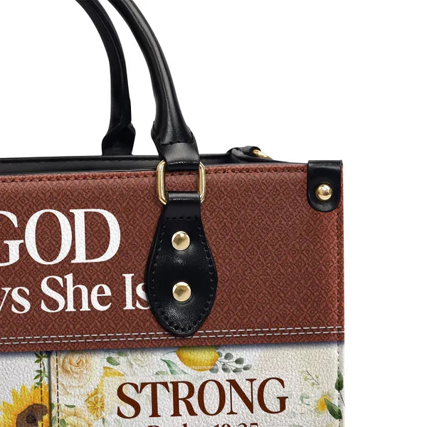 God Says She Is Personalized Leather Tote Bag