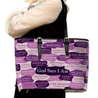 Personalized What God Says About You Leather Tote