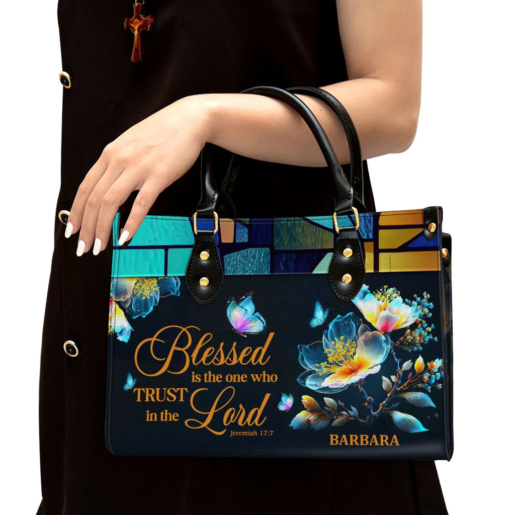Jeremiah 17:7 Personalized Christian Leather Tote