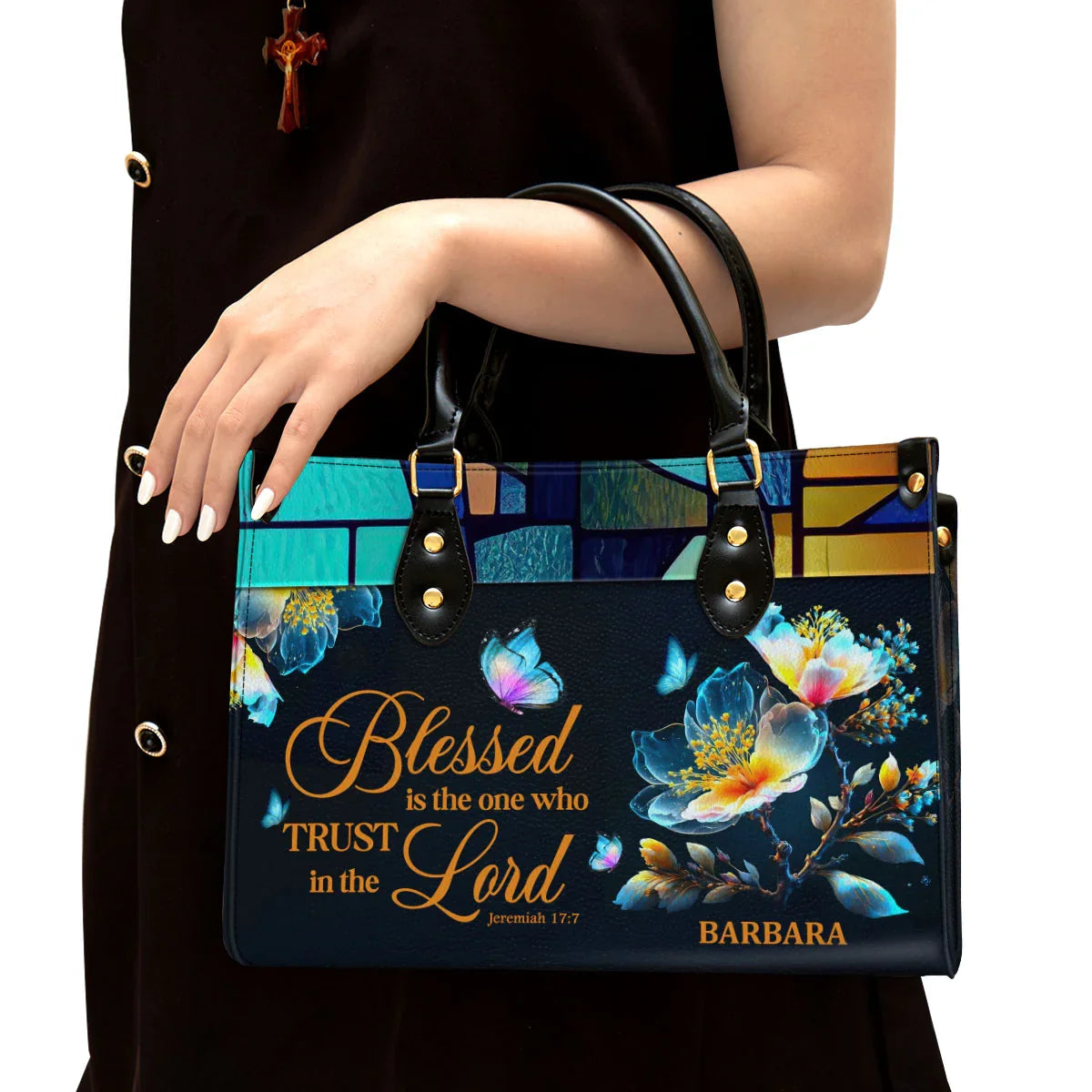Jeremiah 17:7 Personalized Christian Leather Tote