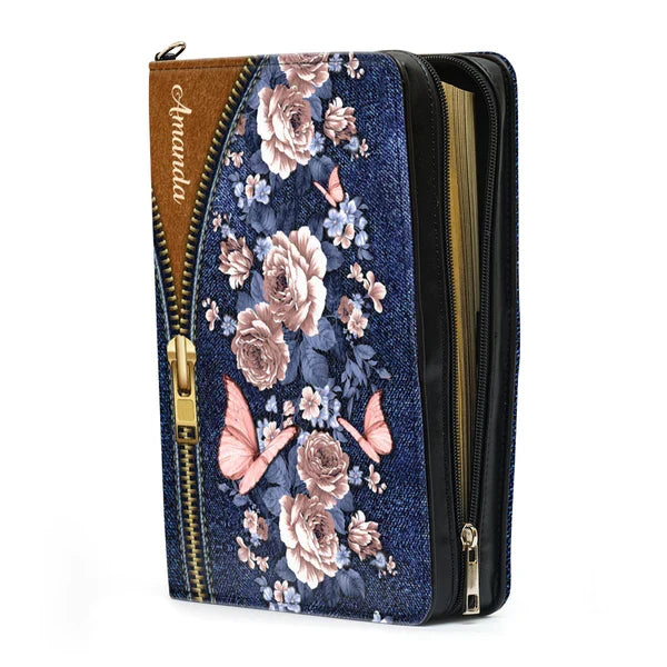 Personalized Denim Floral Bible Cover