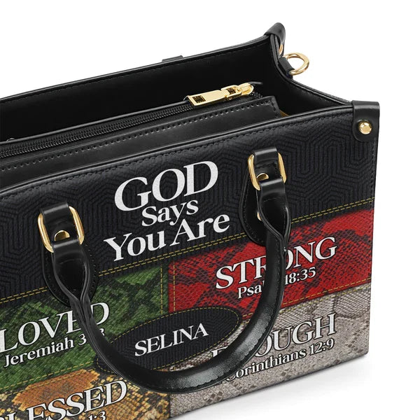God Says You Are Personalized Leather Tote Bag