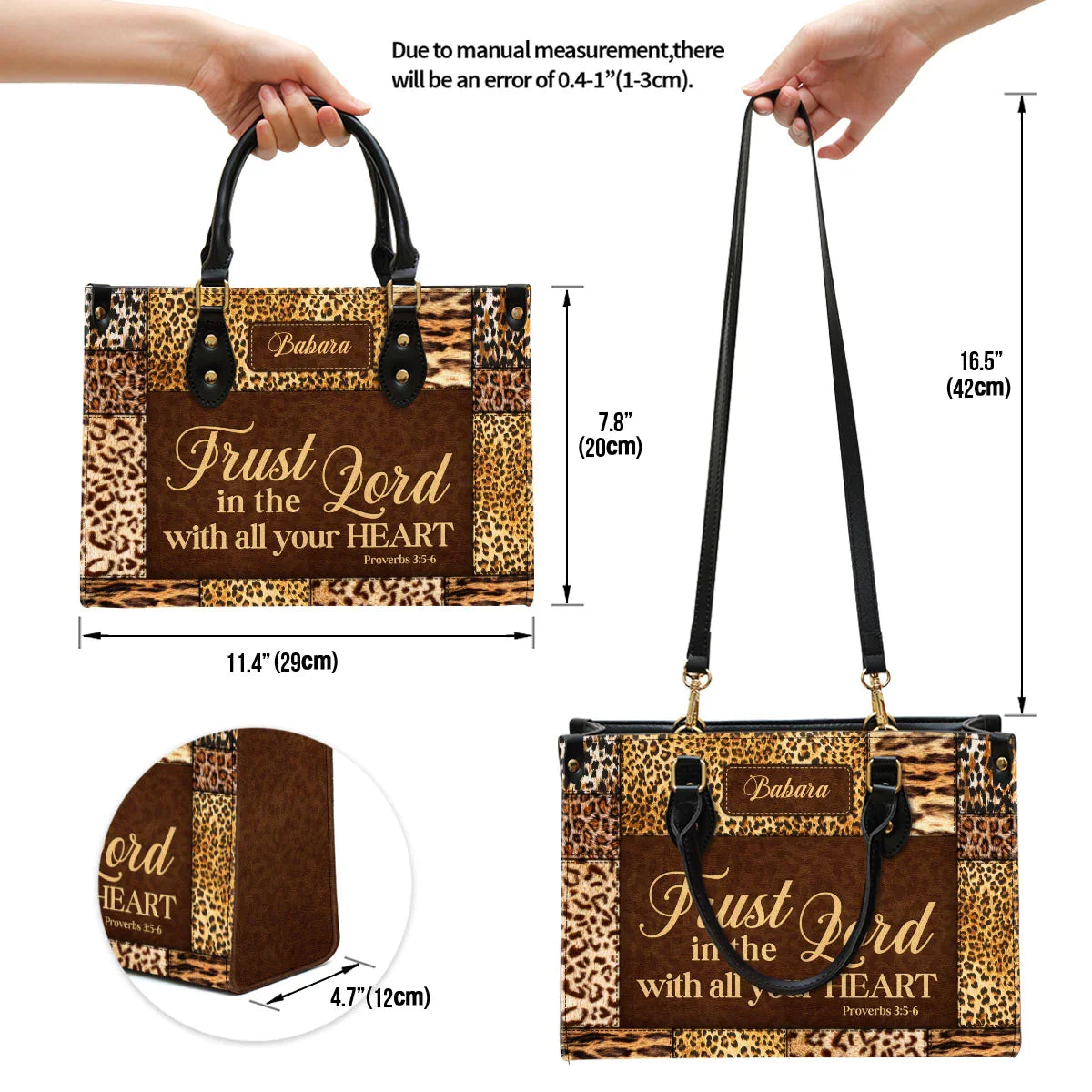 Trust In The Lord Proverbs 3:5-6 Leather Tote Bag