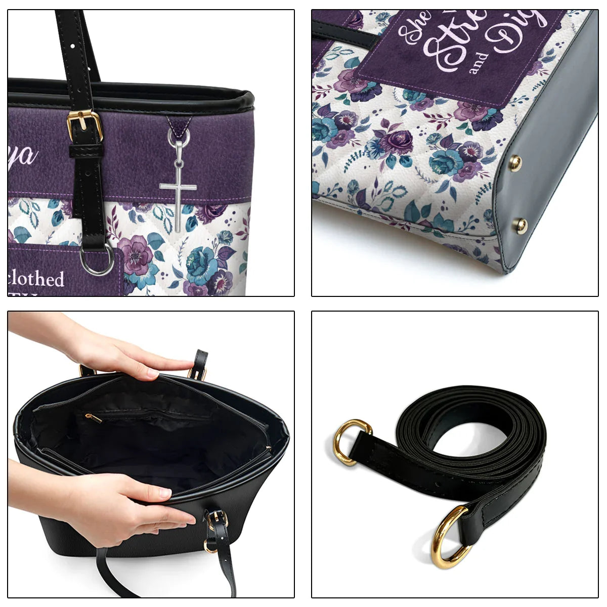 Personalized Strength & Dignity Leather Tote