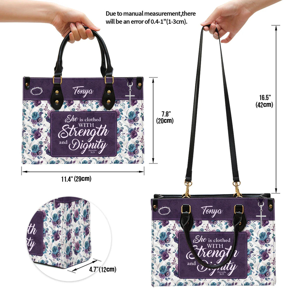 Personalized Strength & Dignity Leather Tote