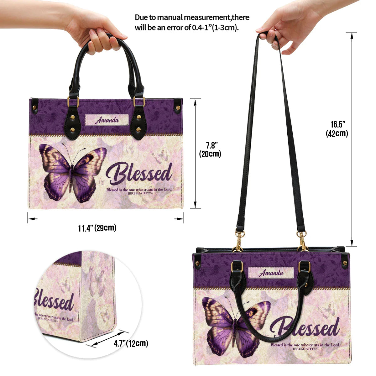 Personalized Jeremiah 17:7 Leather Tote Bag