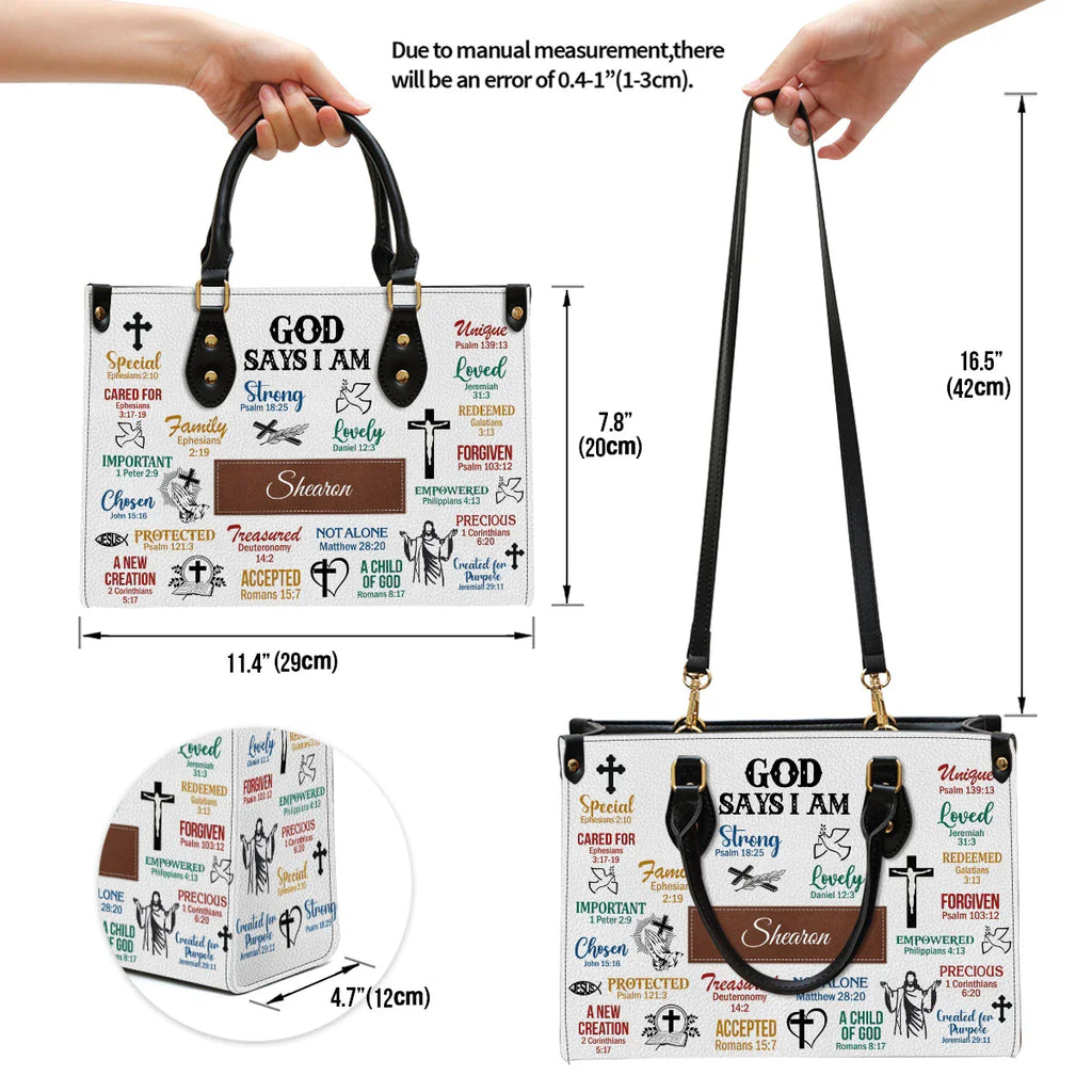 Personalized What God Says About You Leather Tote