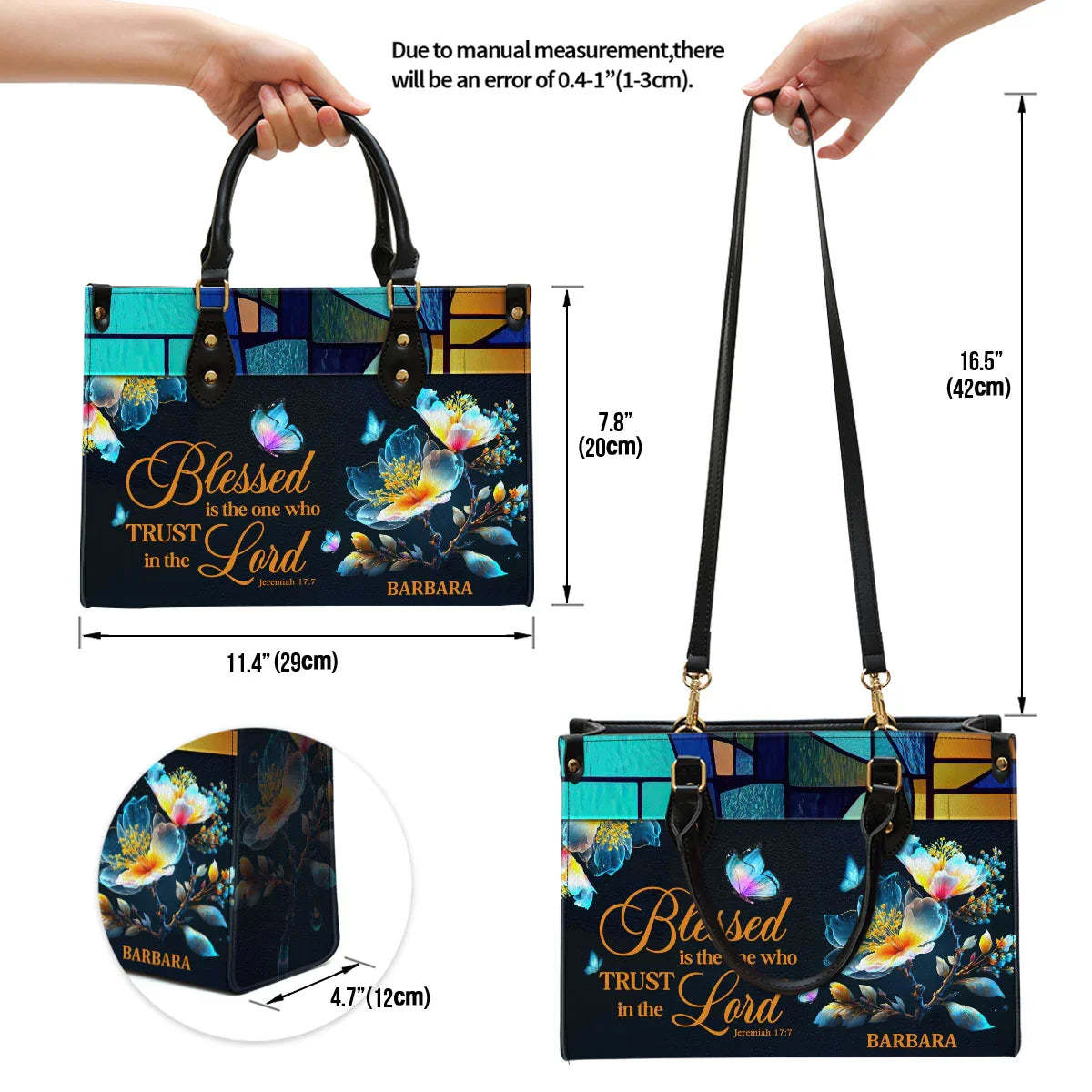 Jeremiah 17:7 Personalized Christian Leather Tote