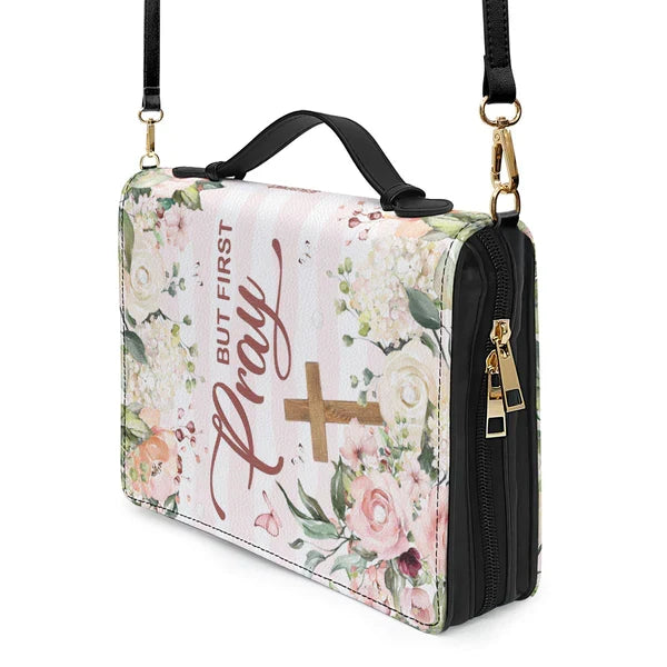 Personalized But First Pray Floral Bible Cover