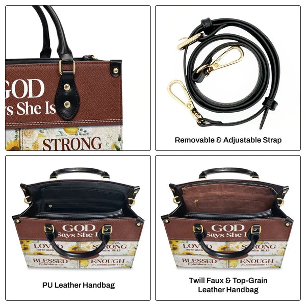 God Says She Is Personalized Leather Tote Bag