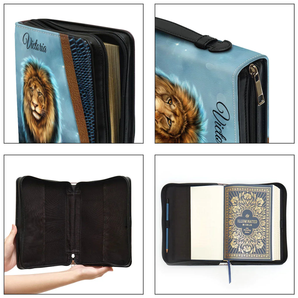 Personalized Lion Romans 8:31 Bible Cover