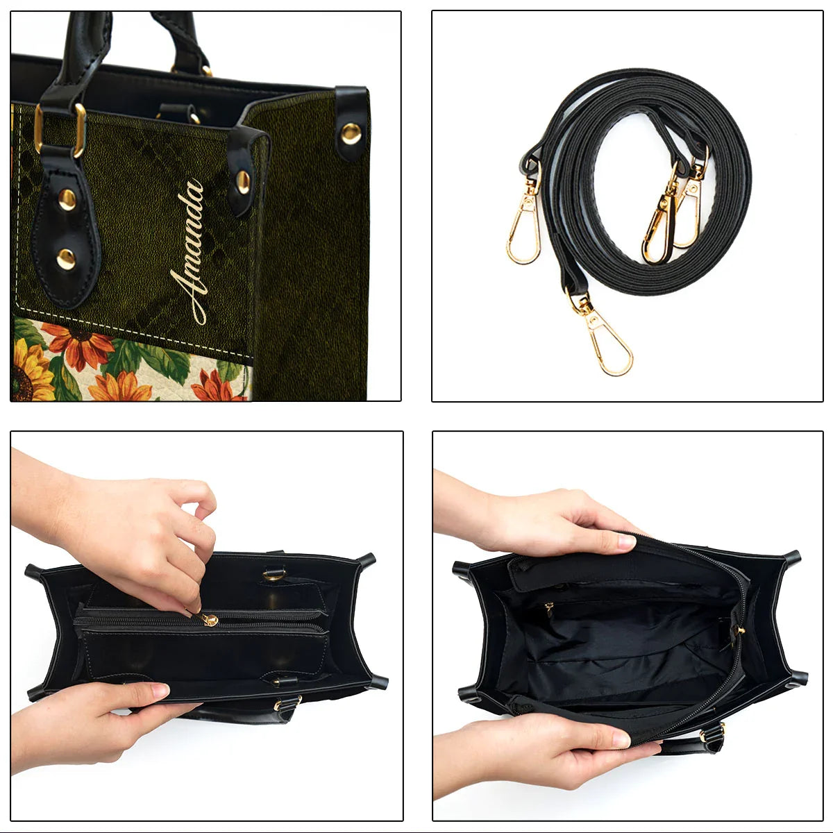 Be Strong & Take Courage Custom Leather Tote Bag
