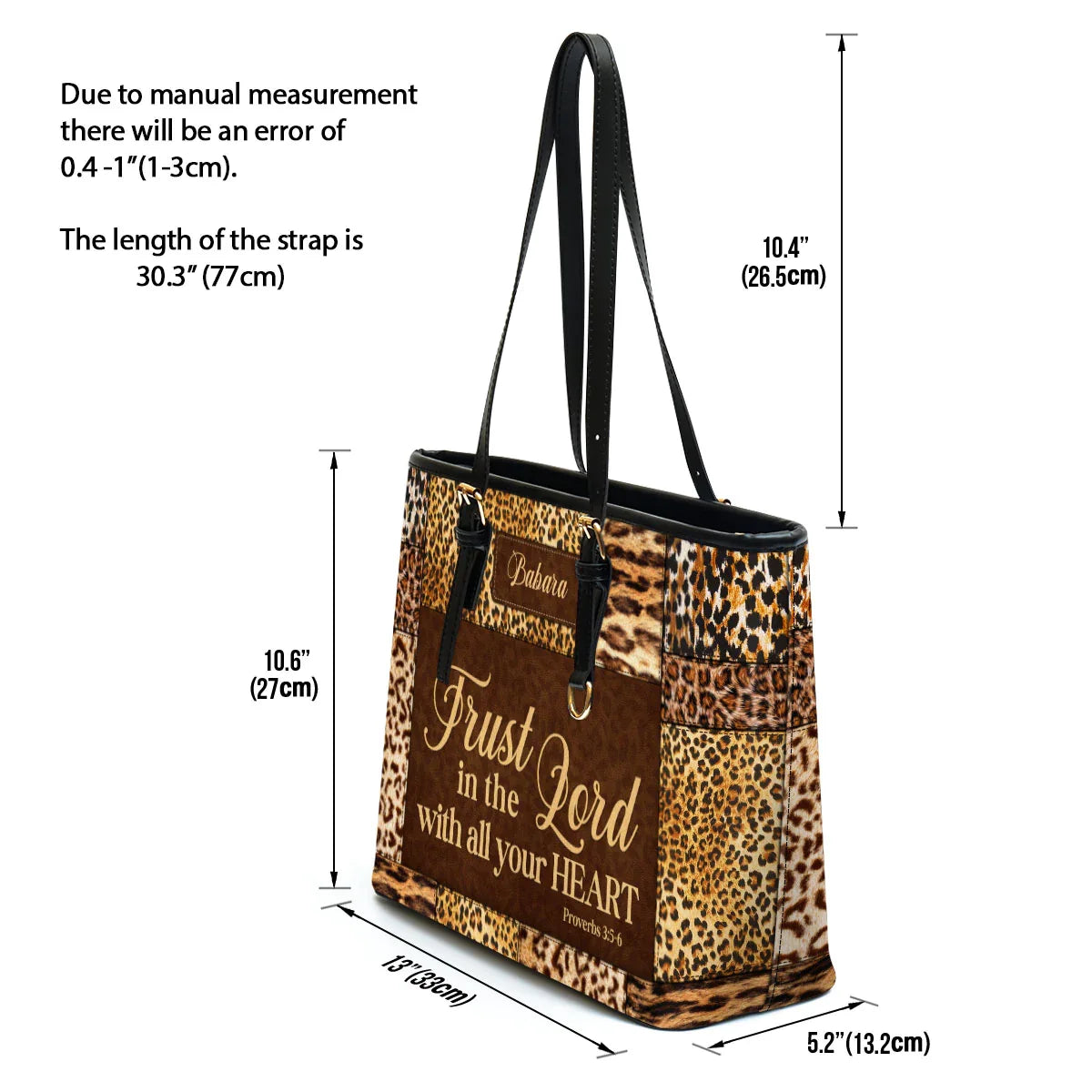 Trust In The Lord Proverbs 3:5-6 Leather Tote Bag