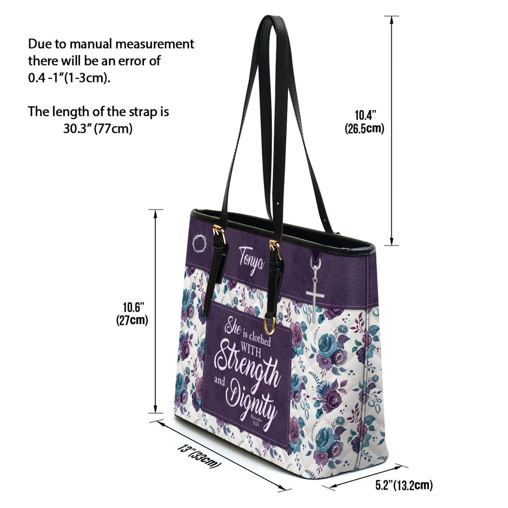 Personalized Strength & Dignity Leather Tote