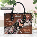 Walk By Faith Butterfly Flower Leather Handbag