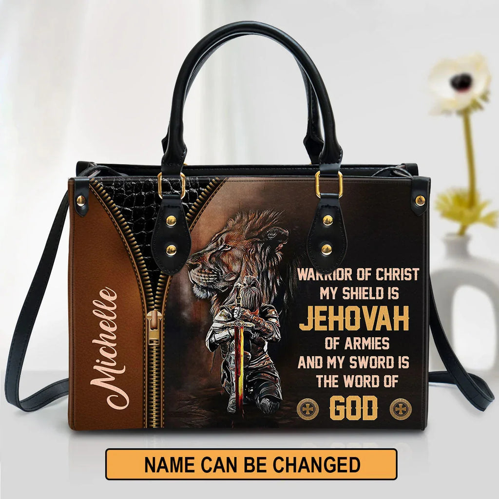 Warrior of Christ Personalized Leather Tote Bag