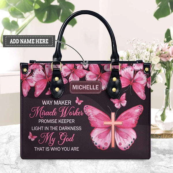 Way Maker Butterfly Personalized Leather Handbag