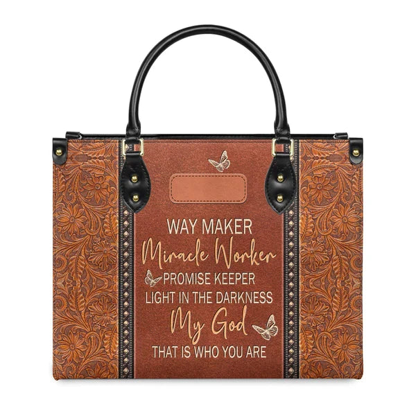 Way Maker Miracle Worker Custom Leather Tote Bag