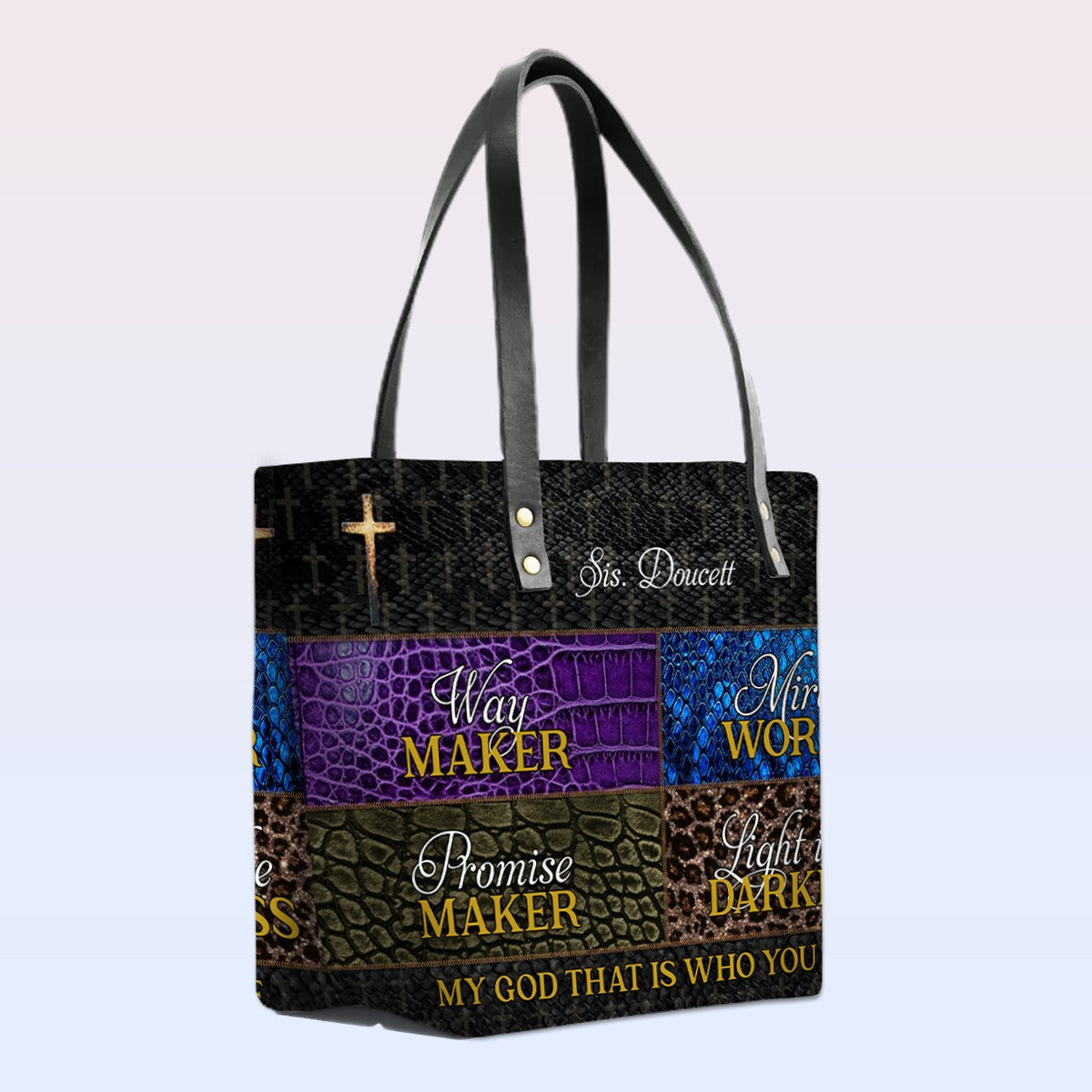 Personalized Bible Verse Leather Tote Bag
