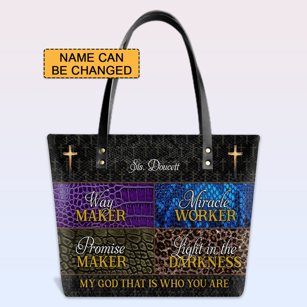 Personalized Bible Verse Leather Tote Bag