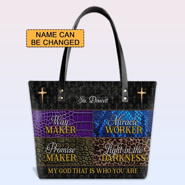 Personalized Bible Verse Leather Tote Bag