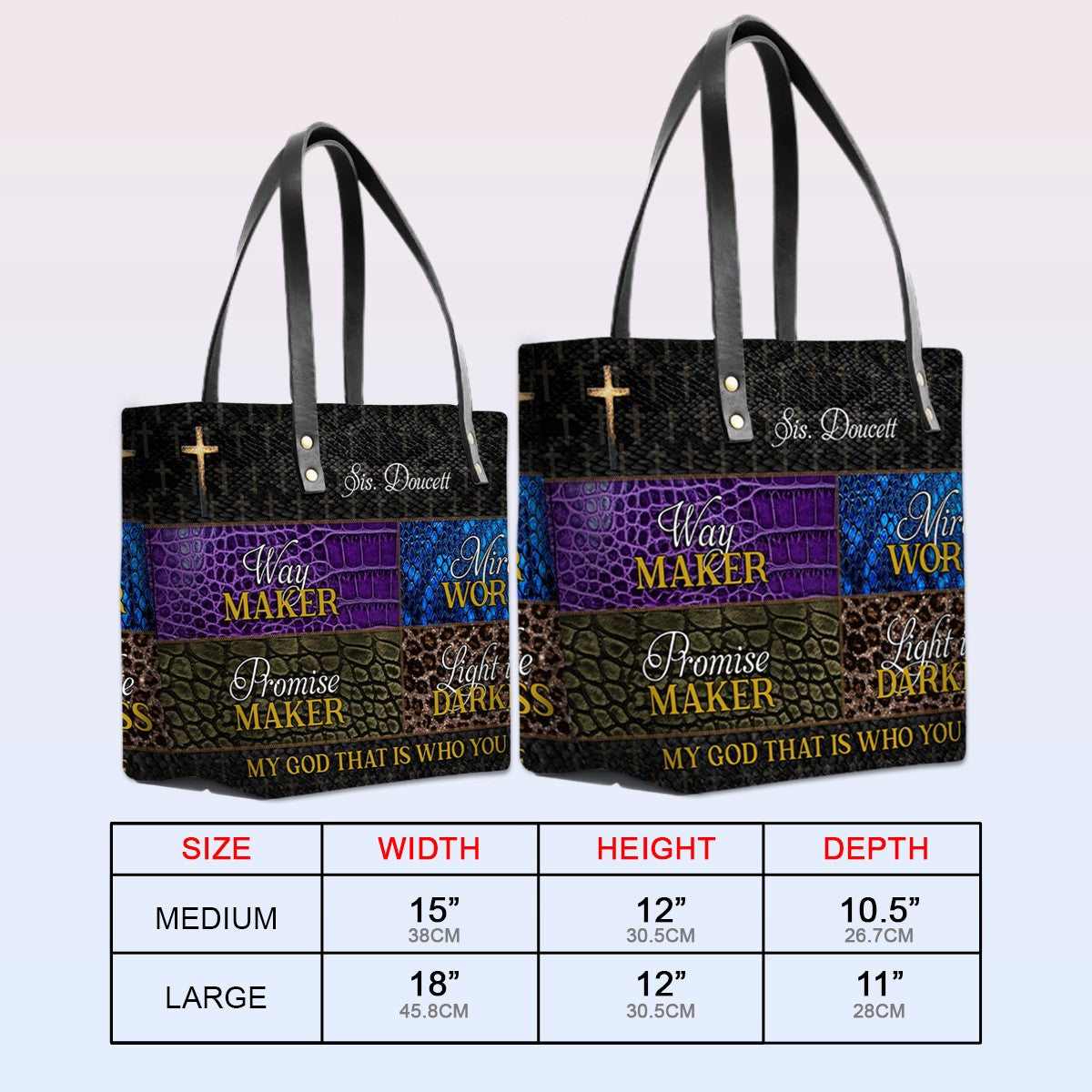 Personalized Bible Verse Leather Tote Bag
