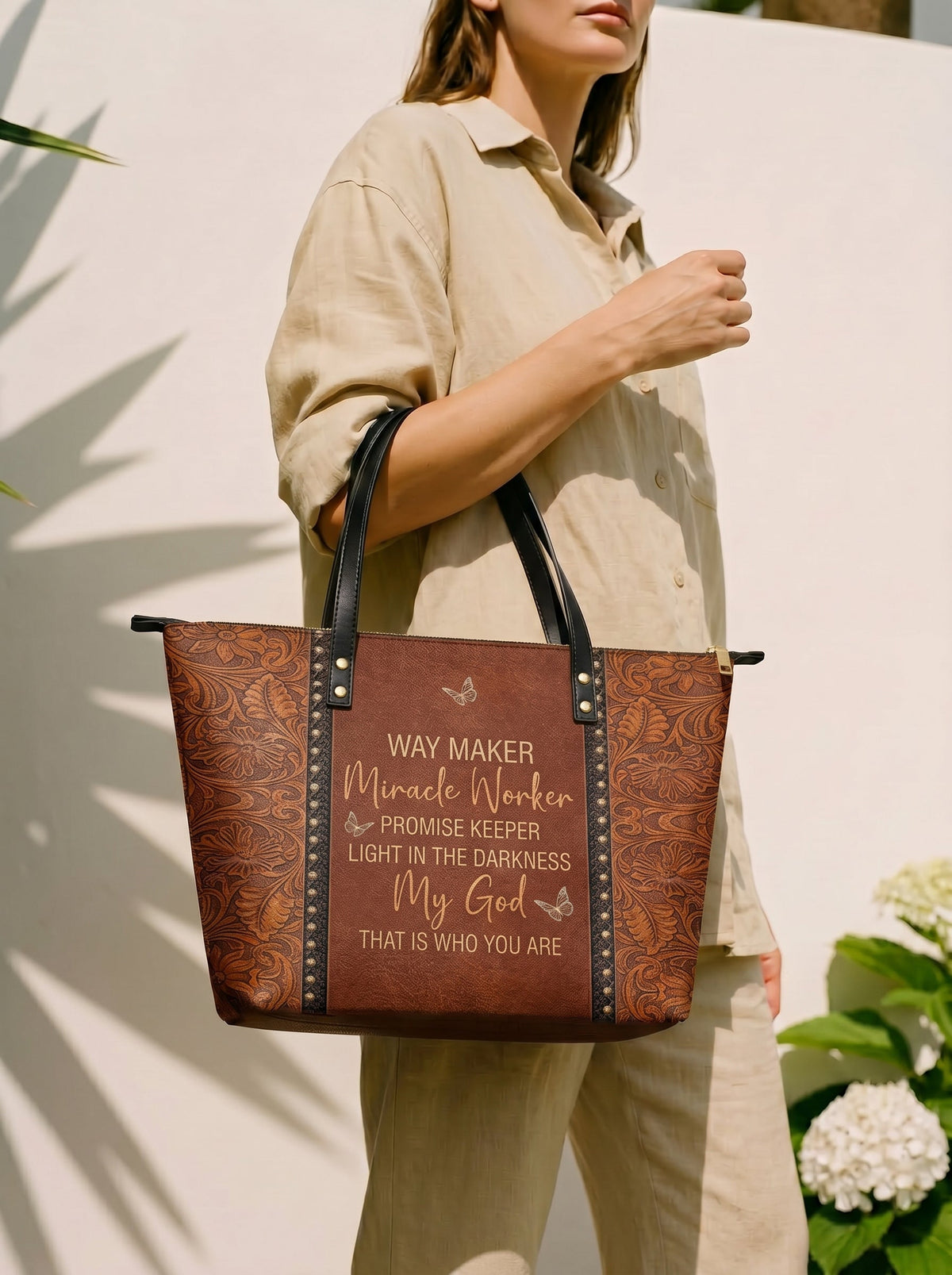 Waymaker Christian Leather Tote Bag