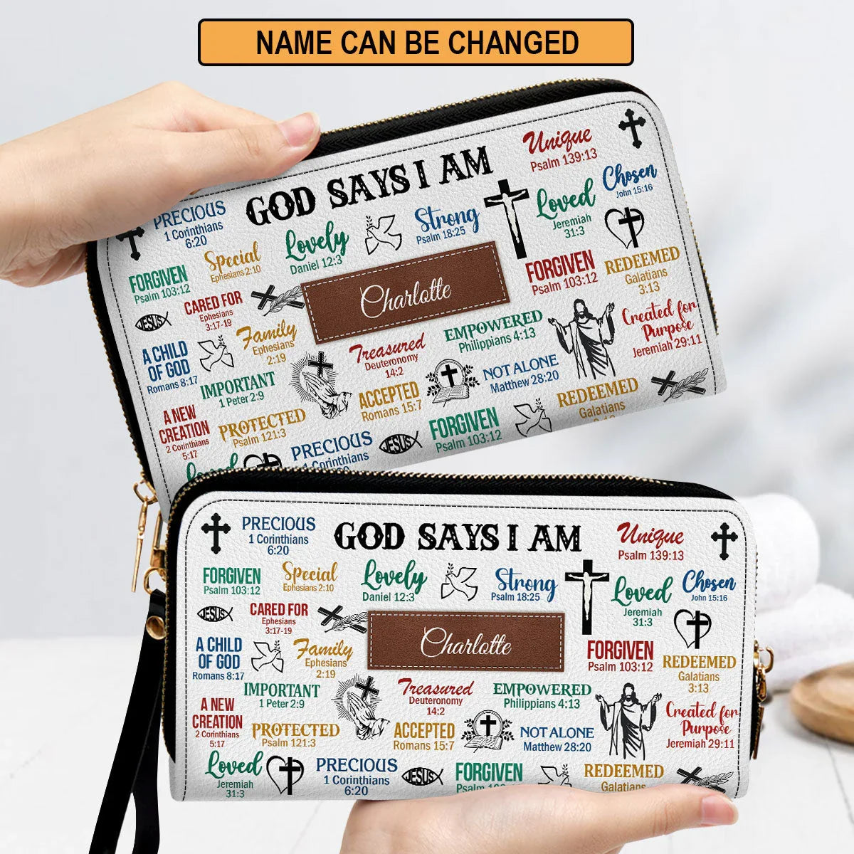 Personalized God Says I Am Clutch Purse