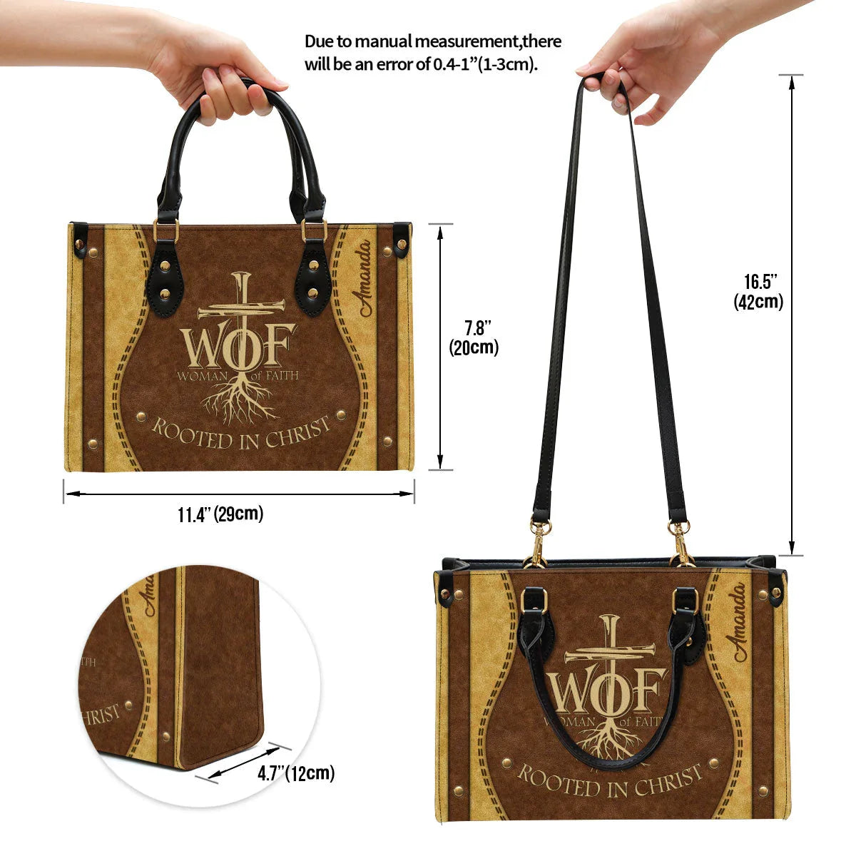 Personalized Woman of Faith Leather Tote Bag