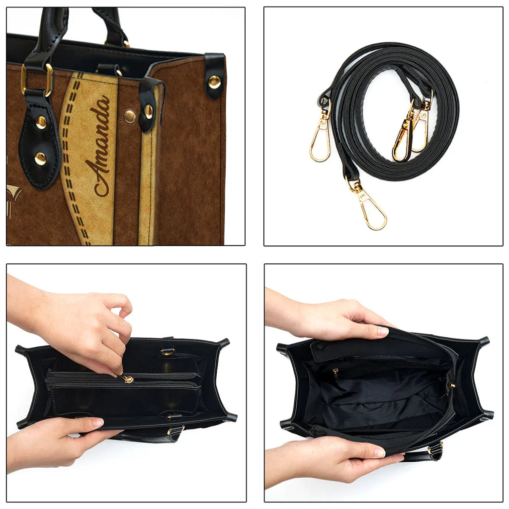 Personalized Woman of Faith Leather Tote Bag