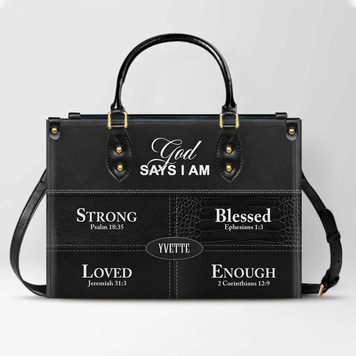 Personalized God Says I Am Leather Handbag