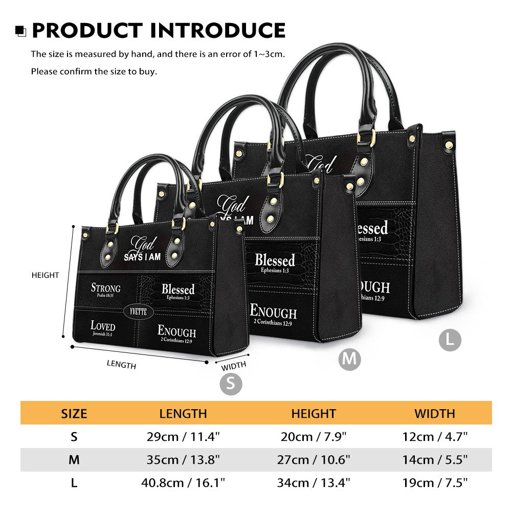 Personalized God Says I Am Leather Handbag