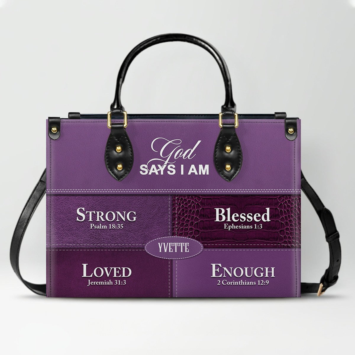 Personalized God Says I Am Leather Handbag