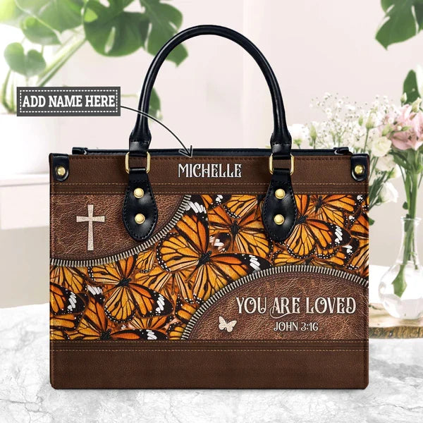 You Are Loved John 3:16 Butterfly Handbag