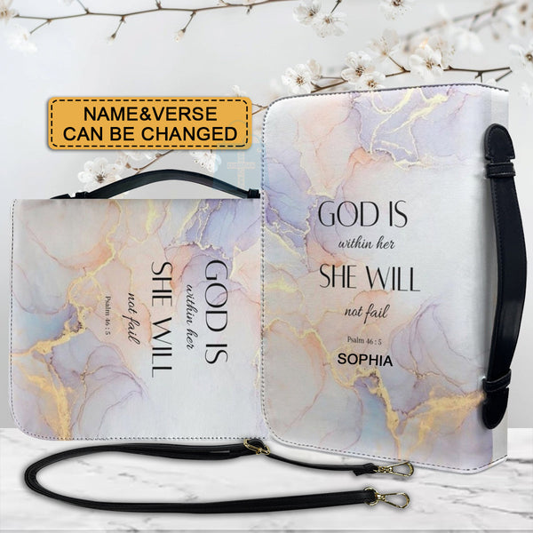 White & Gold Marble Bible Cover Case with Handle
